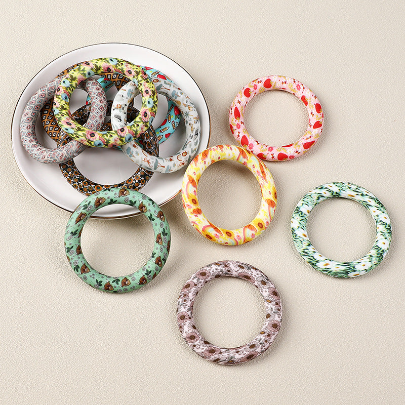 Wholesale 20pcs Silicone Bead Ring Keychain Beaded Jewelry Children DIY Handmade Silicone Bracelet